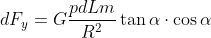 dF_y=G \frac{pdLm}{R^2} \tan \alpha \cdot \cos \alpha